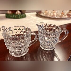 Fostoria Depression Glass American Made Clear Small Sugar Creamer Set 2.5" H